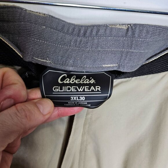 Cabelas Guidewear Beige Nylon Cargo‎ Pants 3X 30L Adjustable Belt Pockets Gorp - Picture 4 of 11